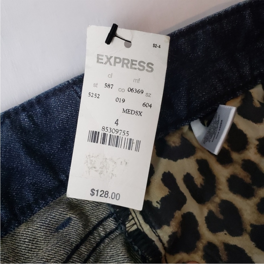 NWT Express gorgeous bronze gold and white sequined and beaded blue jeans - Picture 15 of 16